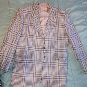 Escada EUC gorgeous cashmere blazer 42 pastel purple blue silver buttons
